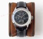 (BLS) Breitling Premier Chronograph Replica Watch - Black Dial Black Leather Strap